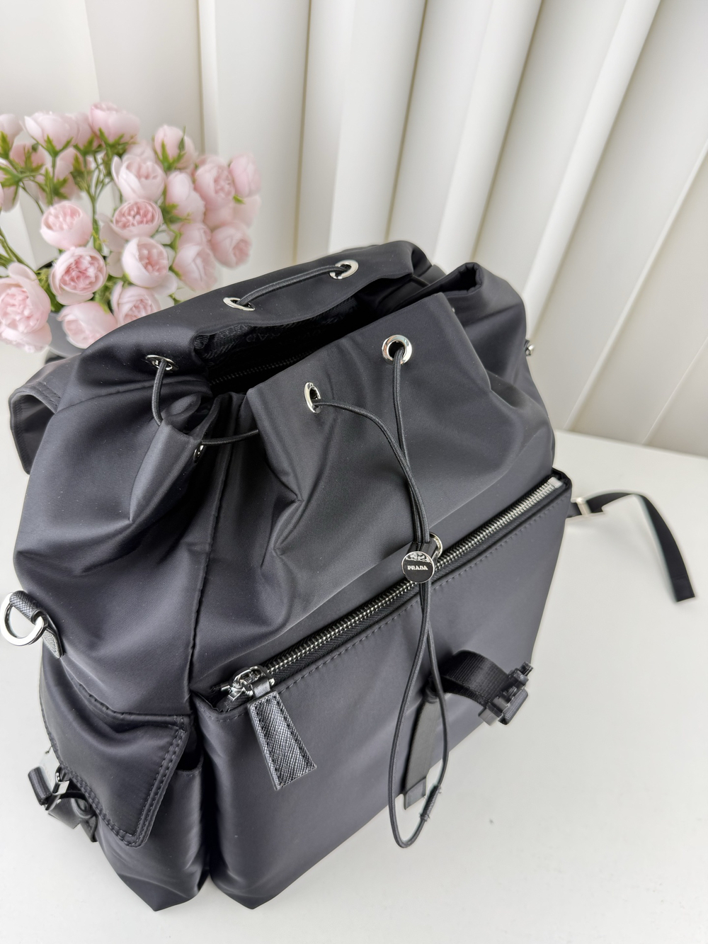 🌹Prada Re-Nylon Drawstring Backpack Triangle Logo - Picture 7 of 9